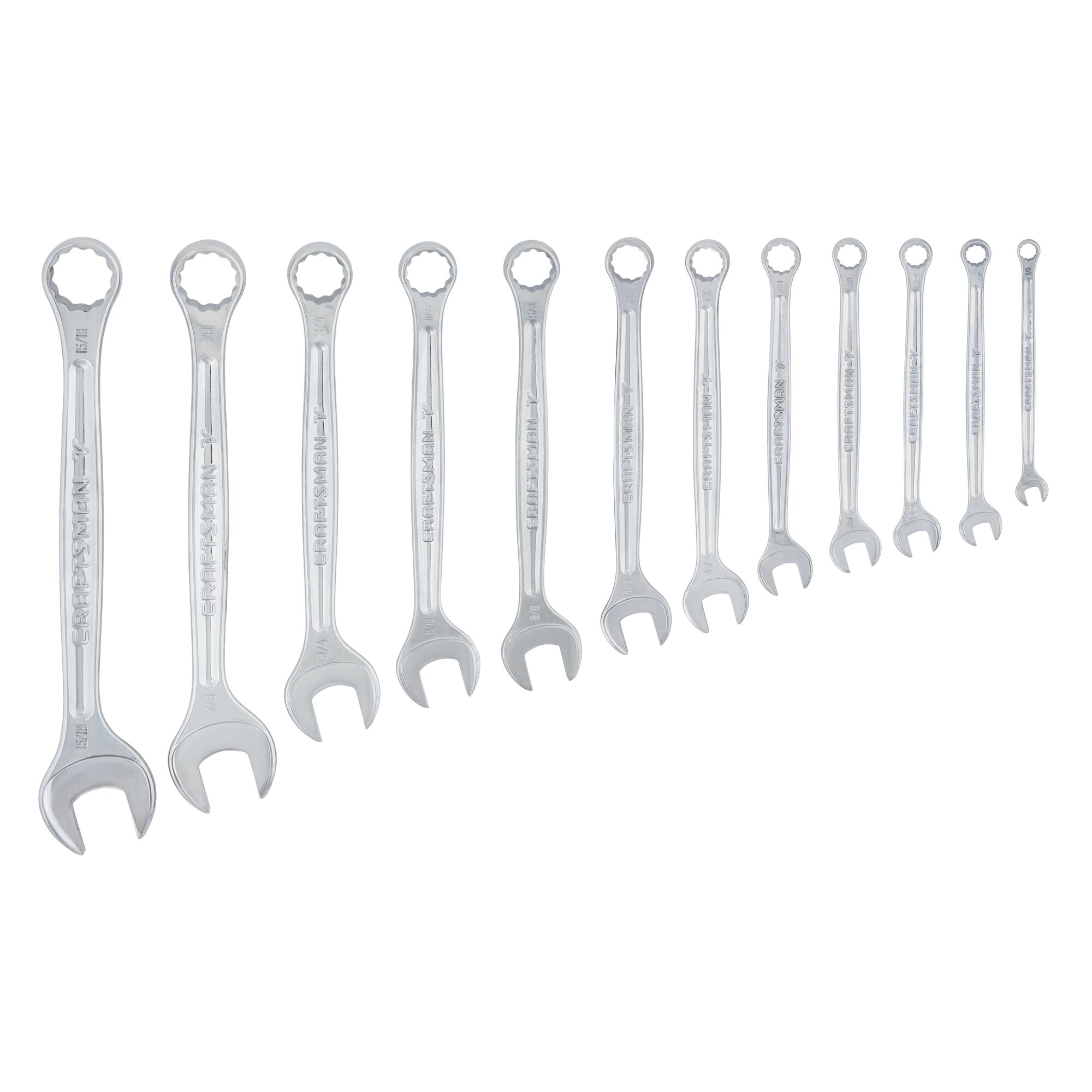 Profile of V series S A E combination wrench set (12 piece).