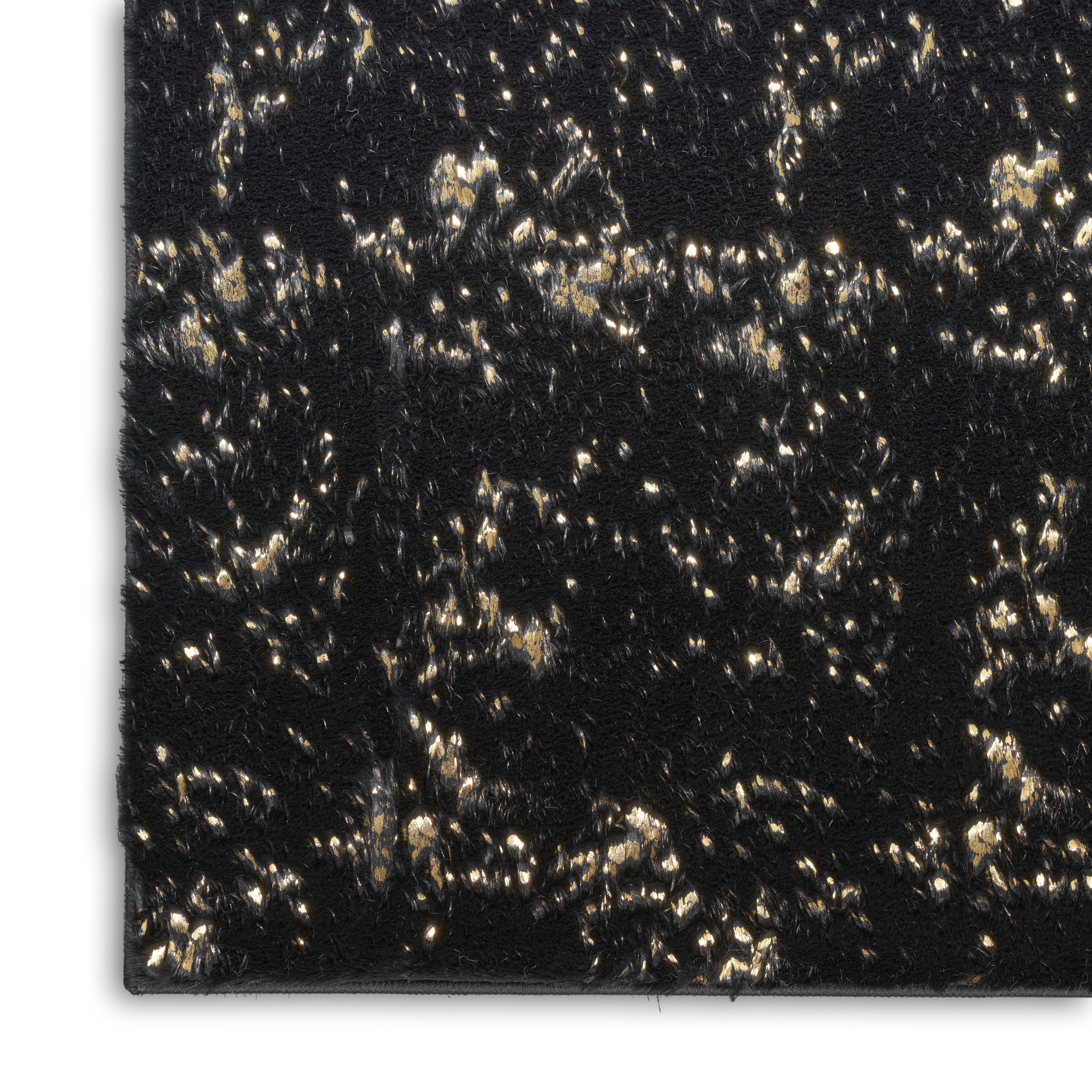 Nourison Cozy Shimmer 5'3" x 7'3" Black Gold Glam Indoor Rug