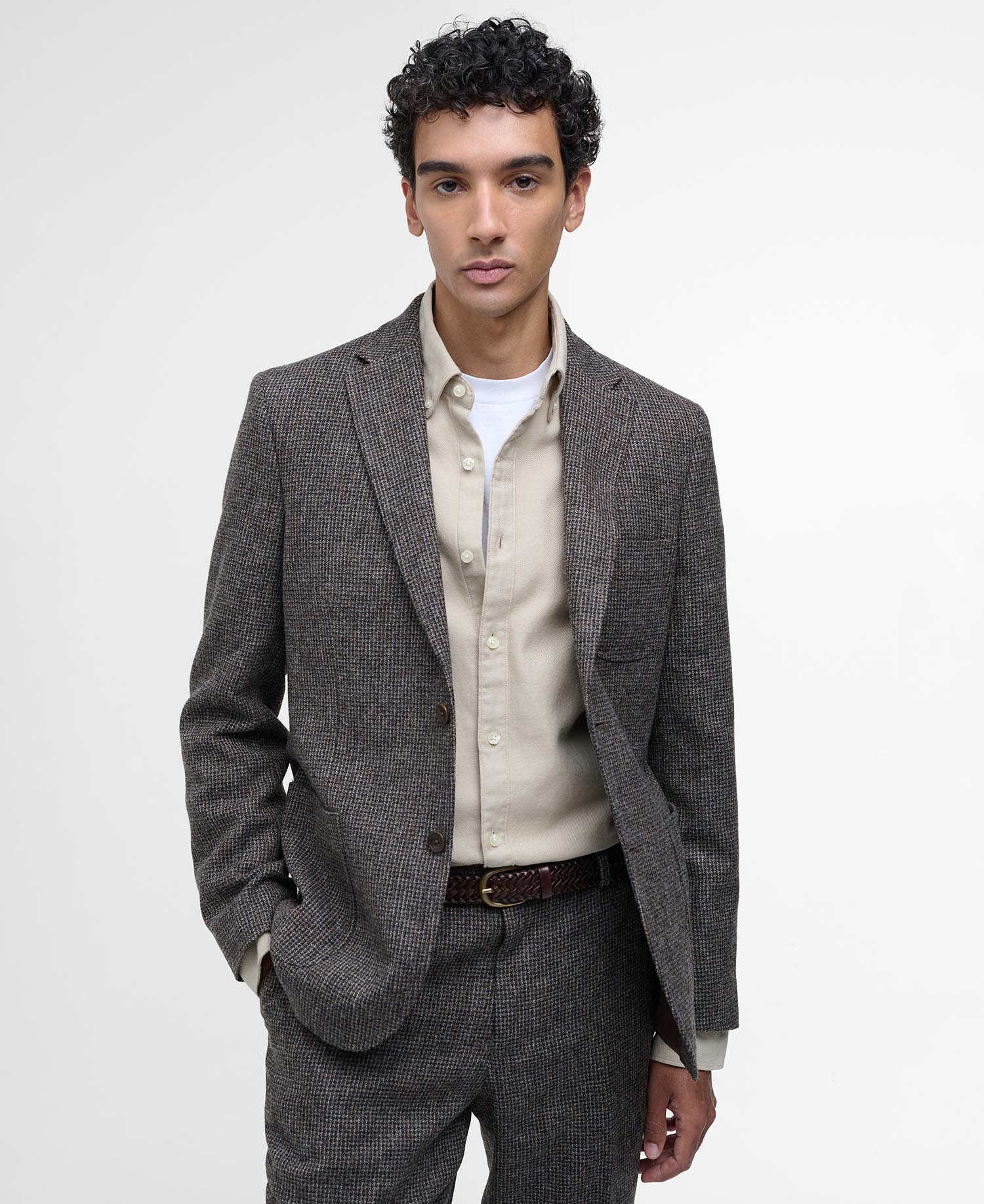 Textured Tweed Suit Jacket image number 8
