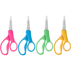 5" Hard Handle Kids Scissors, Pointed, Assorted Colors, Pack of 30
