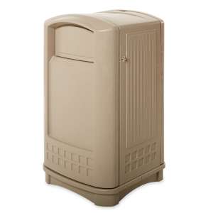Rubbermaid Commercial, Plaza®, 50gal, Resin, Beige, Square, Receptacle