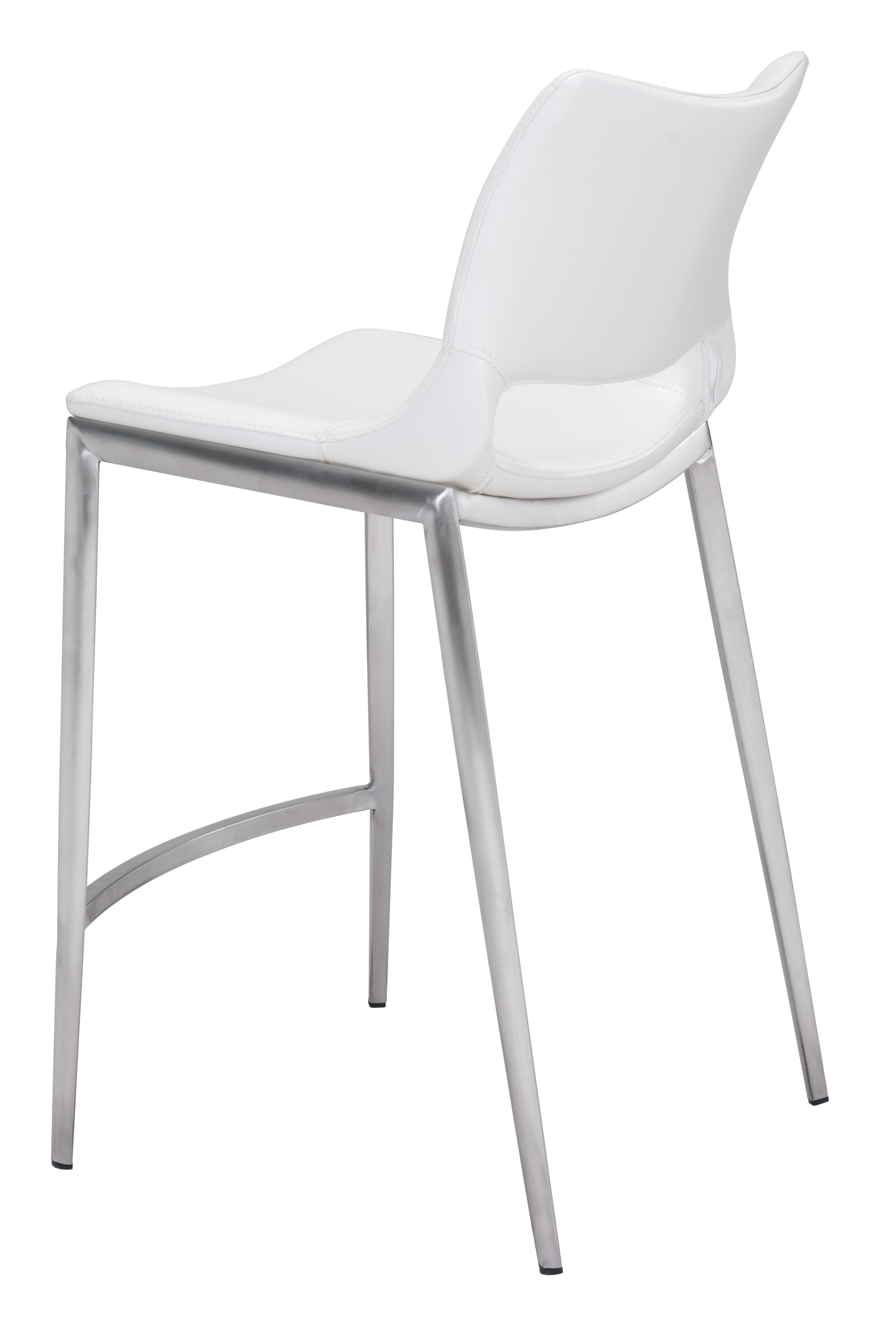 Ace Counter Stool (Set of 2) White & Silver product image