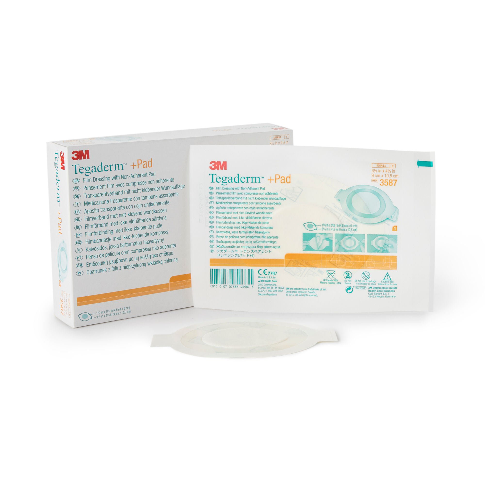 3M™ Tegaderm™ Transparent Film Dressing with Pad, 3.5 x 4 Inch