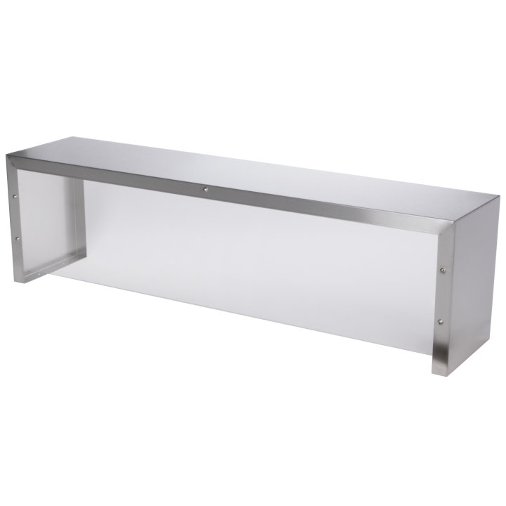 46-inch Servewell® stainless steel single-deck overshelf with acrylic panel cafeteria guard