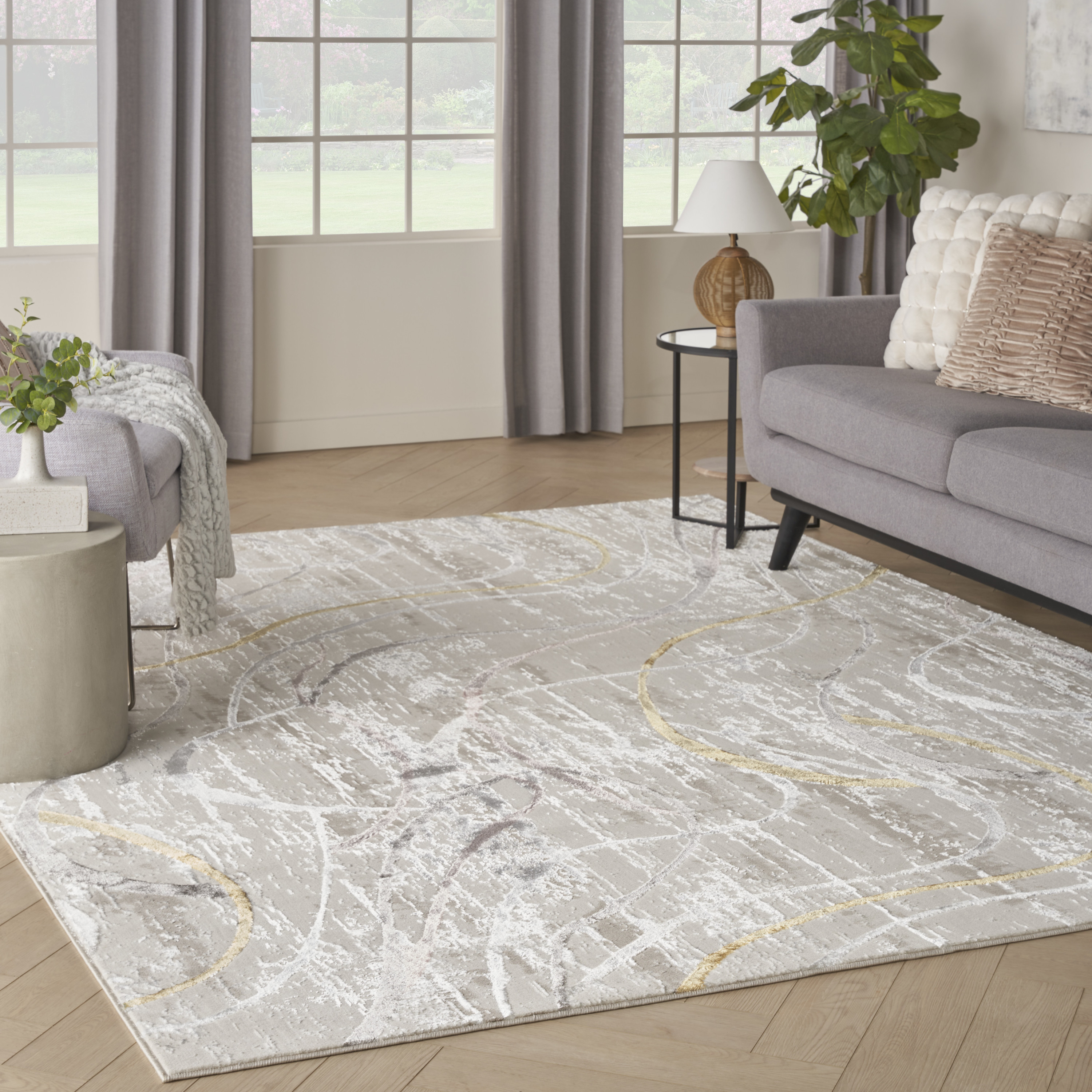 Nourison Glitz 7'10" x 9'10" Ivory Multicolor Modern Indoor Rug