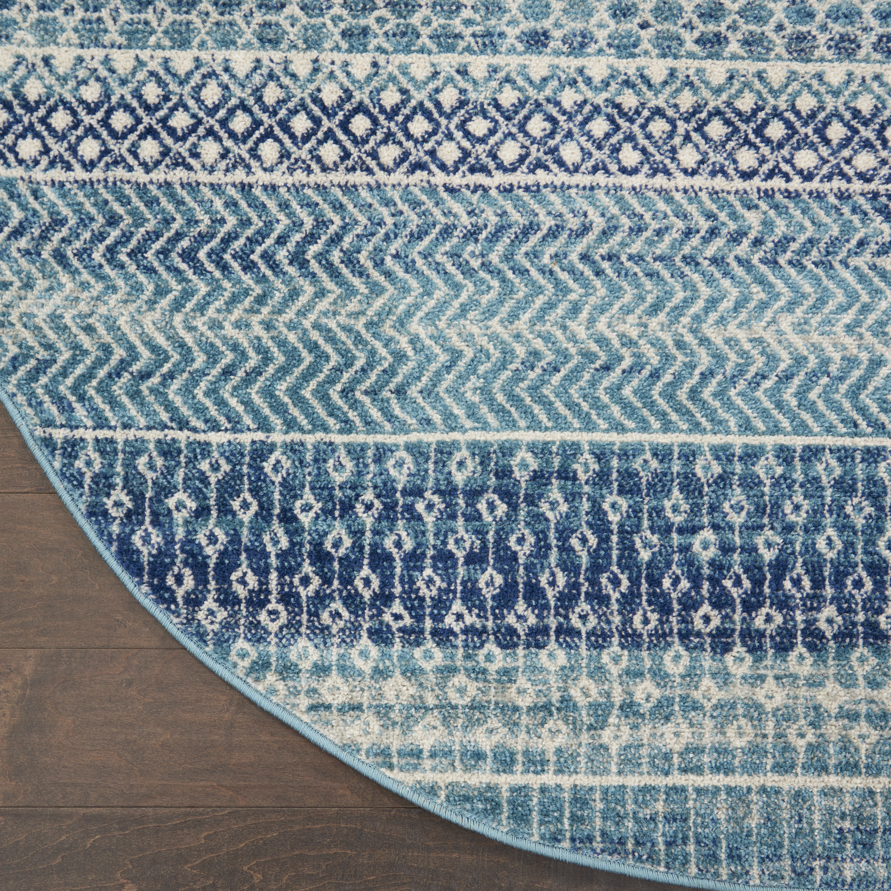Nourison Passion 5' x Round Navy Blue Bohemian Indoor Rug