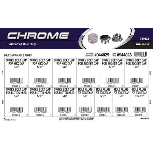 Chrome Bolt Caps & Hole Plugs Assortment