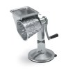 King Kutter™ manual food processor with suction cup base and shredder-cut, string-cut, and thin-slice-cut cones