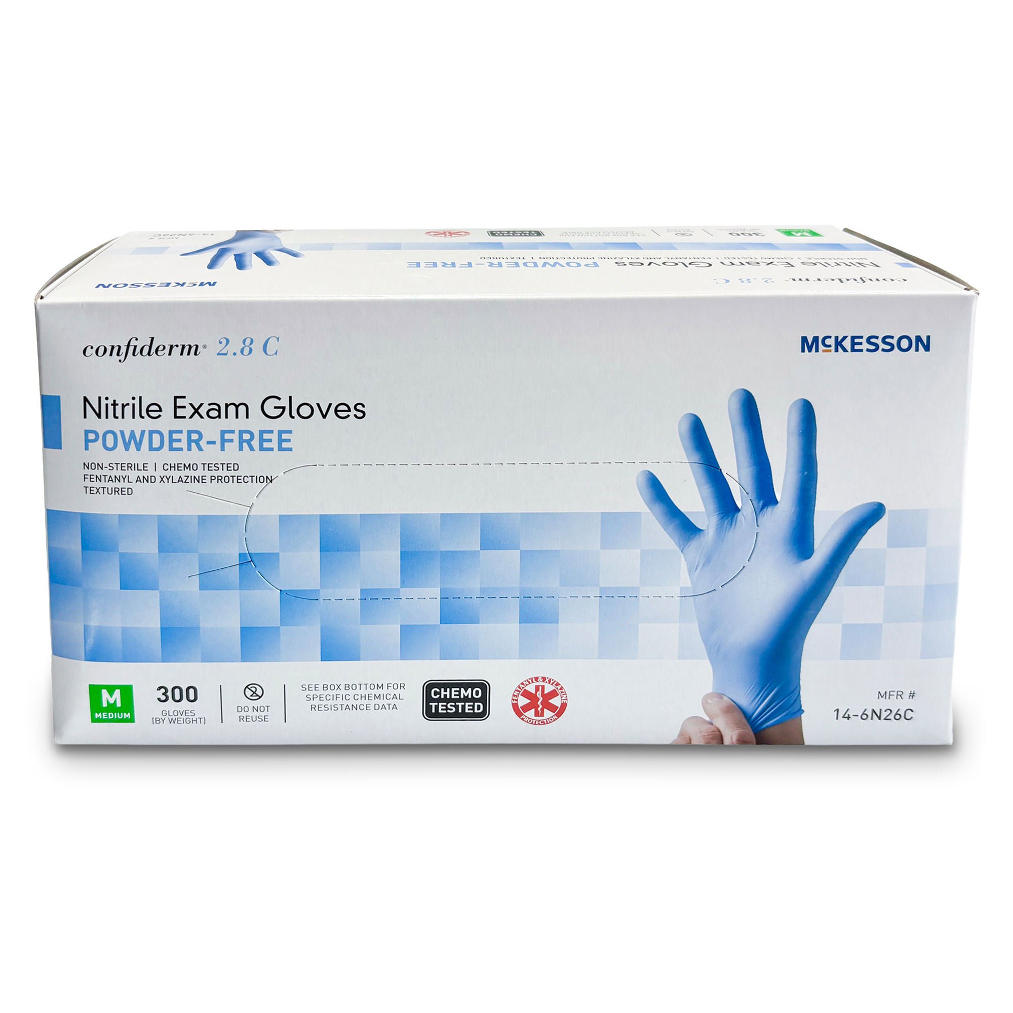 McKesson Brand GLOVE, EXAM NITRL MED N/S CONFIDERM 2.8C (300/BX 10BX/CS)
