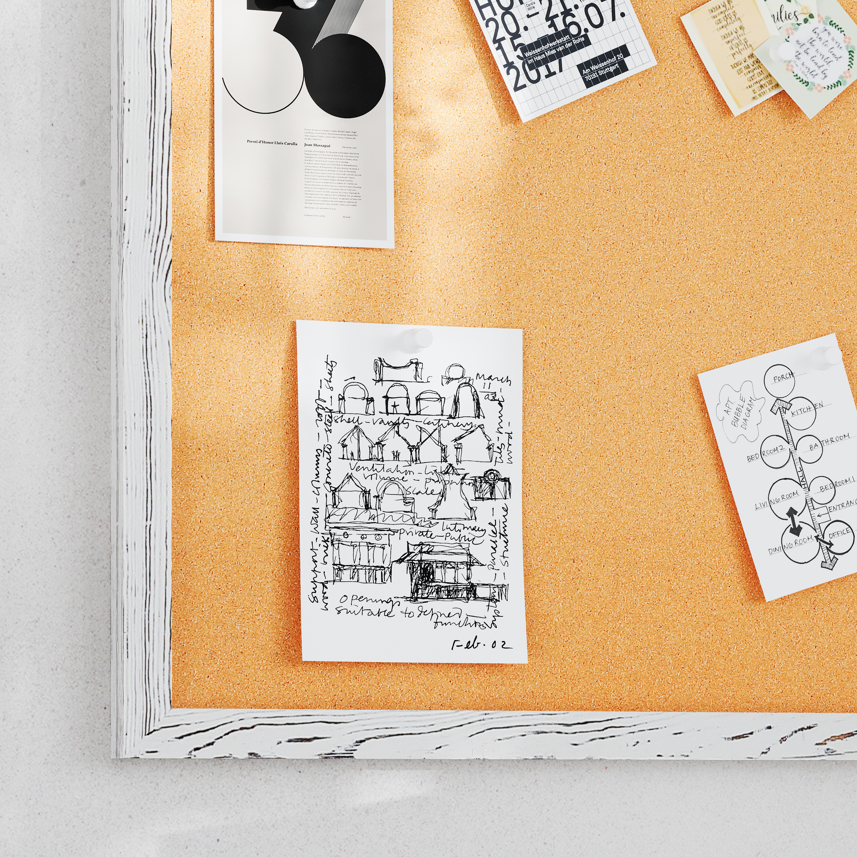 Camden Rustic 24" x 36" Wall Mount Cork Board with Wooden Push Pins for Home,... - Picture 20 of 25