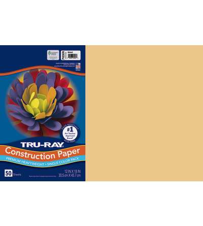 Tru-Ray® Fade-Resistant Construction Paper, 12" x 18", Almond