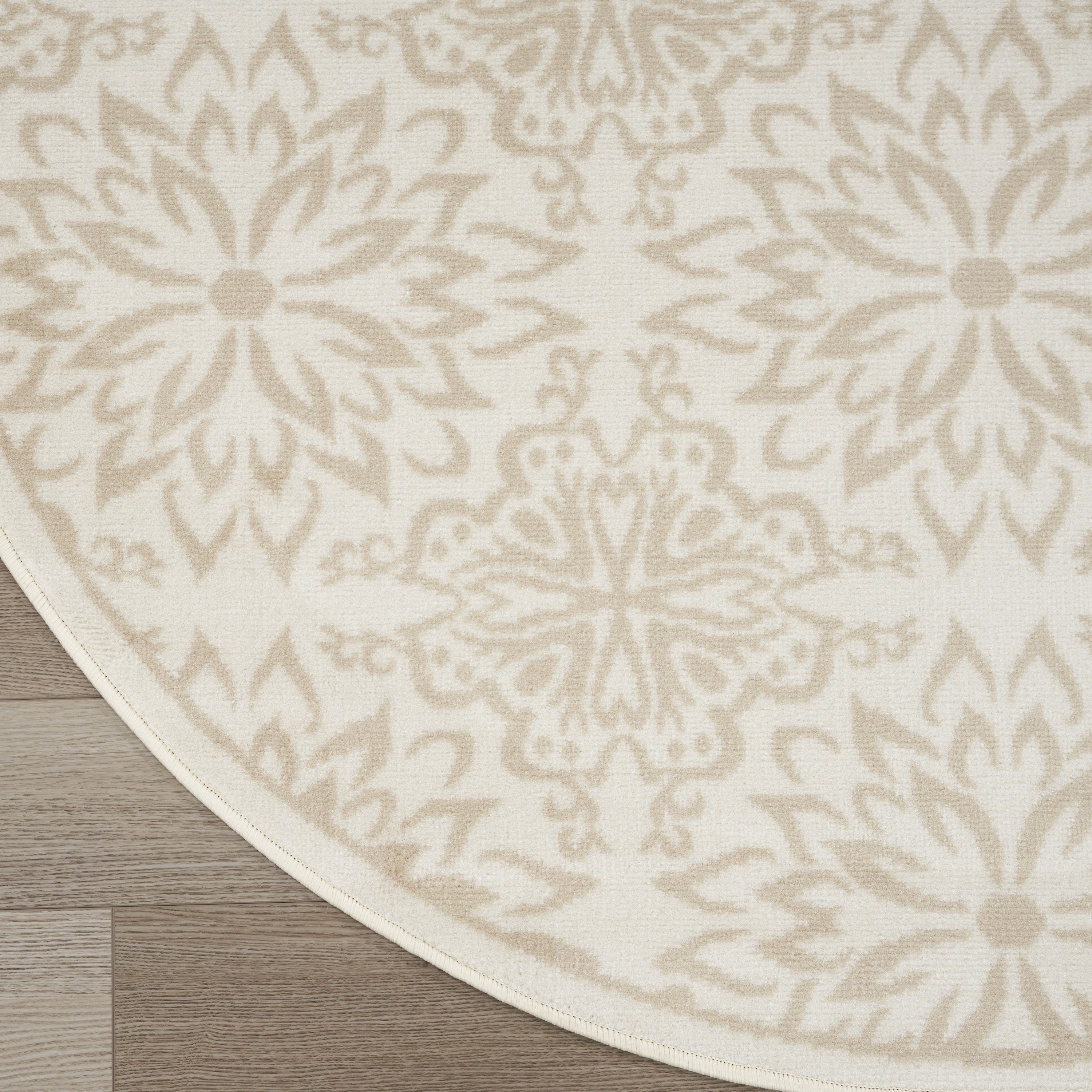 Nourison Jubilant 8' x Round Ivory Beige Farmhouse Indoor Rug