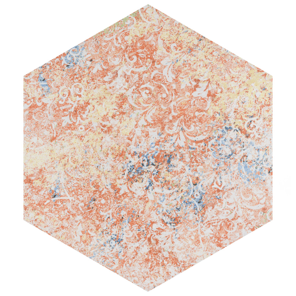 Emotion Hex Red 9-7/8 in. x 11-1/4 in. Porcelain Floor and Wall Tile