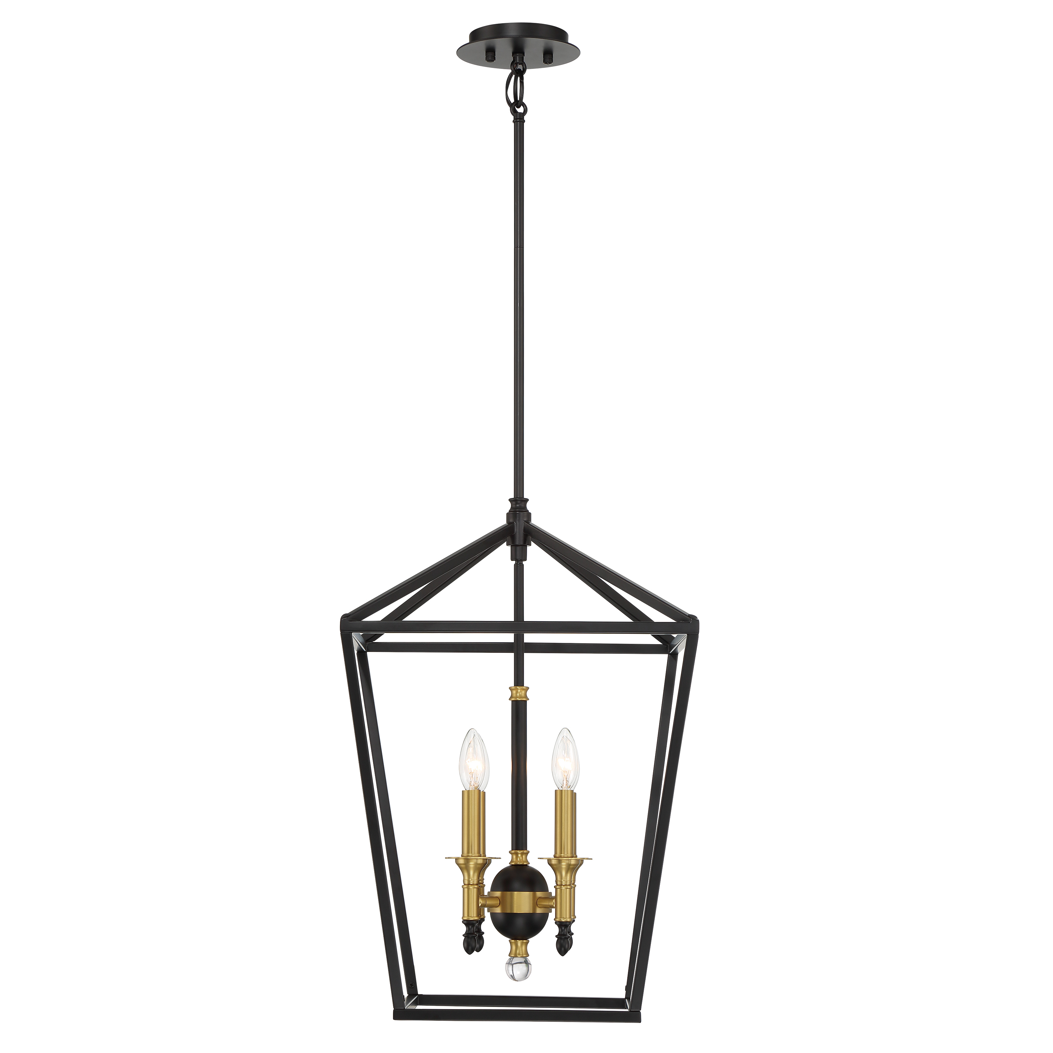 The Townhall 4-Light Pendant combines traditional design with contemporary two-tone finishes. Its coal and soft brass pairing creates visual warmth while the acrylic shades provide soft, diffused lighting perfect for dining spaces. - alternate view