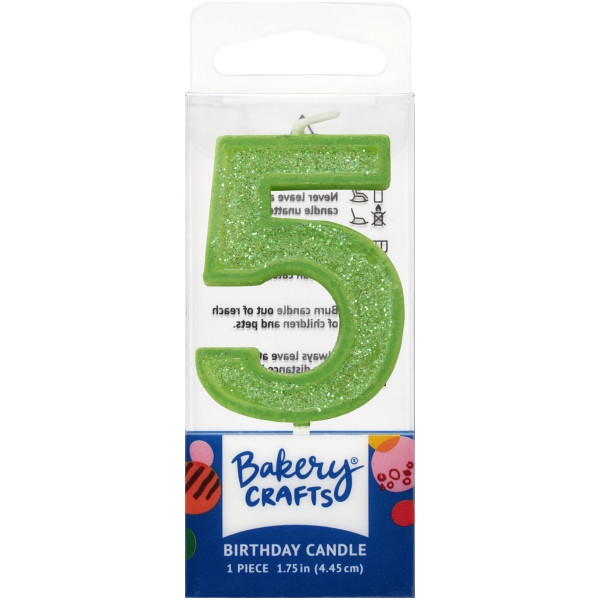 Mini Glitter Green Numeral Candles