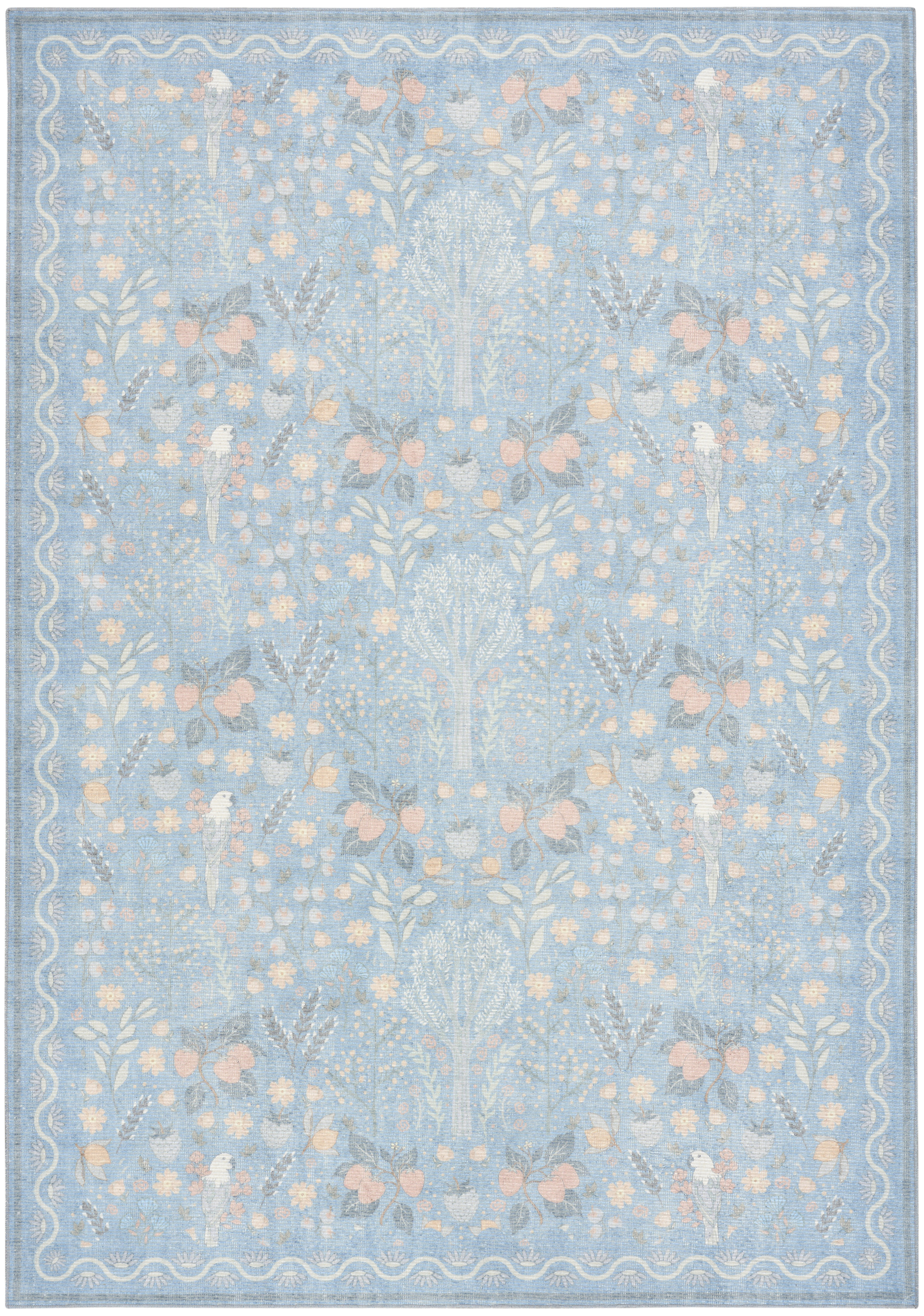 Nourison Botanical Washables 7'6" x 9'10" Light Blue Multicolor Modern Indoor Rug