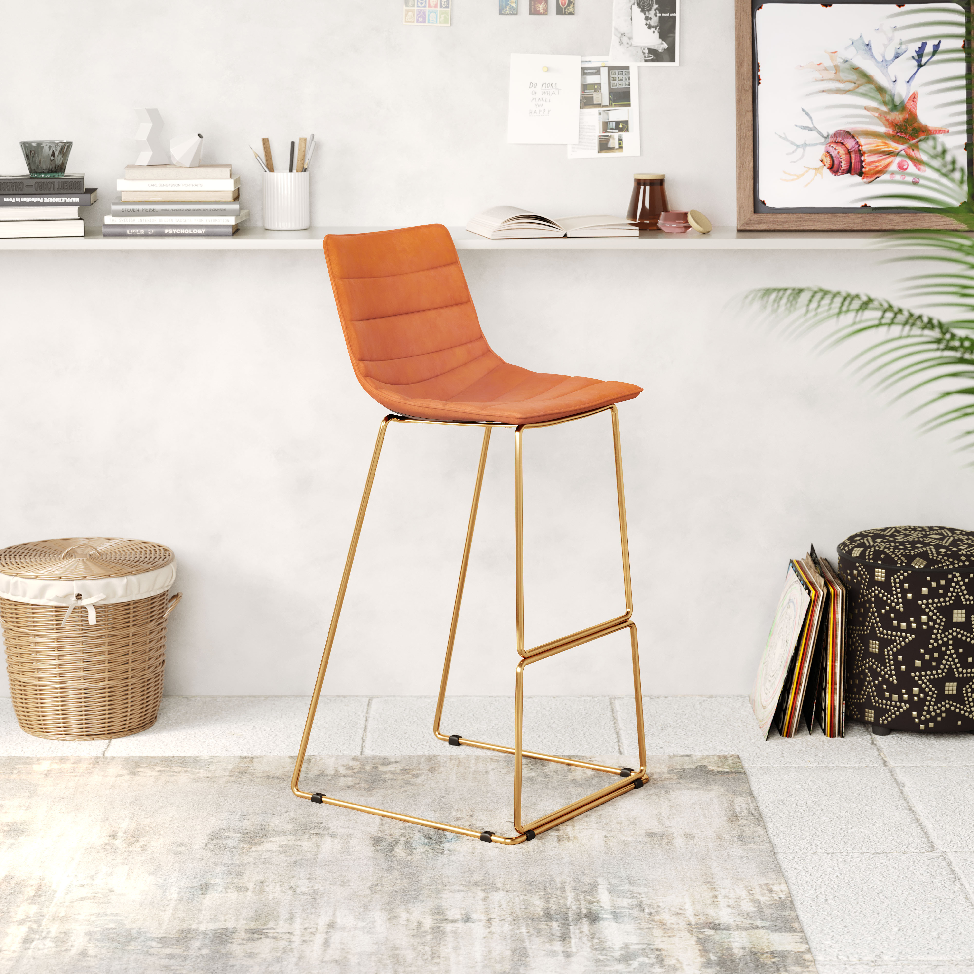 Adele Barstool (Set of 2) Orange & Gold product image