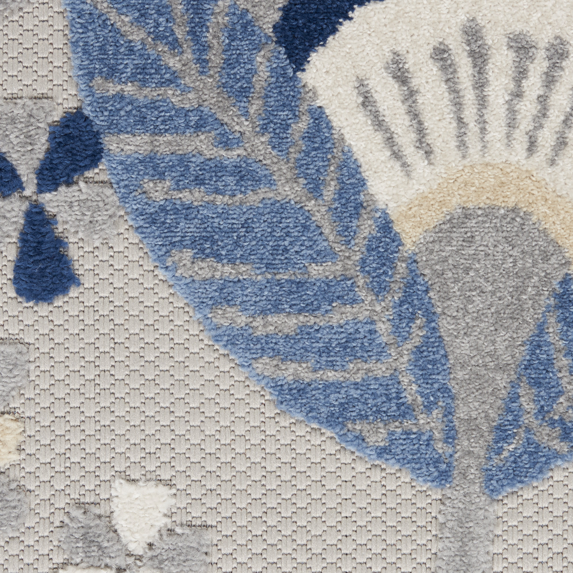 Nourison Aloha 5'3" x Round Blue Grey Contemporary Rug