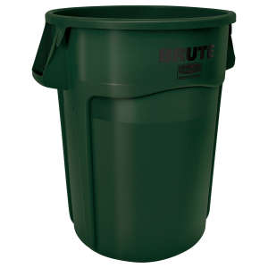 Rubbermaid Commercial, VENTED BRUTE®, 44 gal, Resin, Green, Round, Receptacle