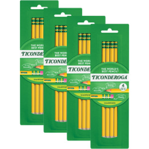 Wooden HB Pencils, Sharpened, 4 Count, Pack of 4