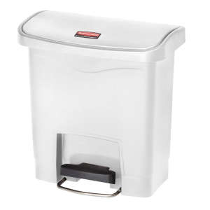 Rubbermaid Commercial, Streamline®, Step-On, 4 gal, Resin, White, Rectangle, Receptacle