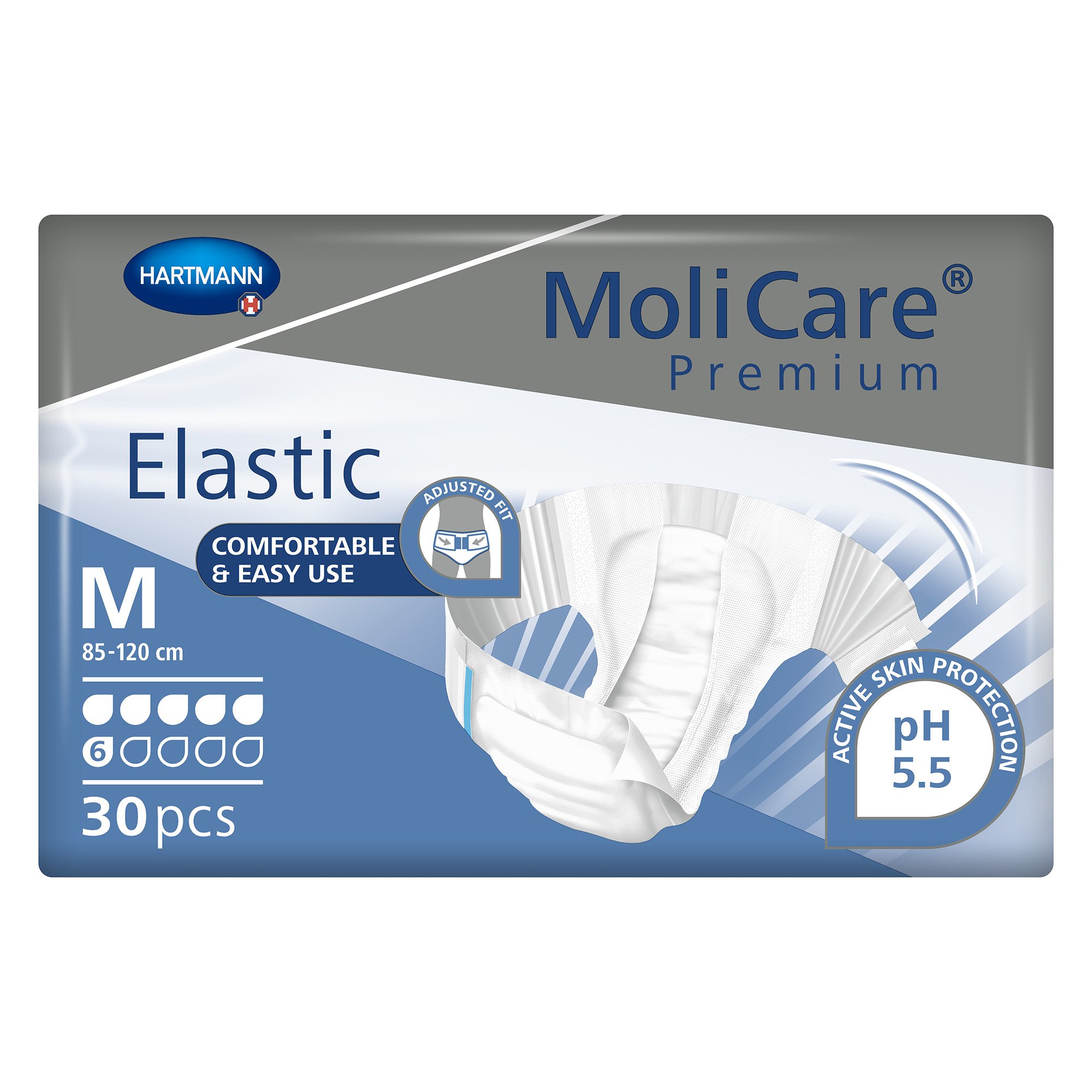 MoliCare Premium Elastic 6 Drop Absorbency Incontinence Briefs, Medium MK 1174287