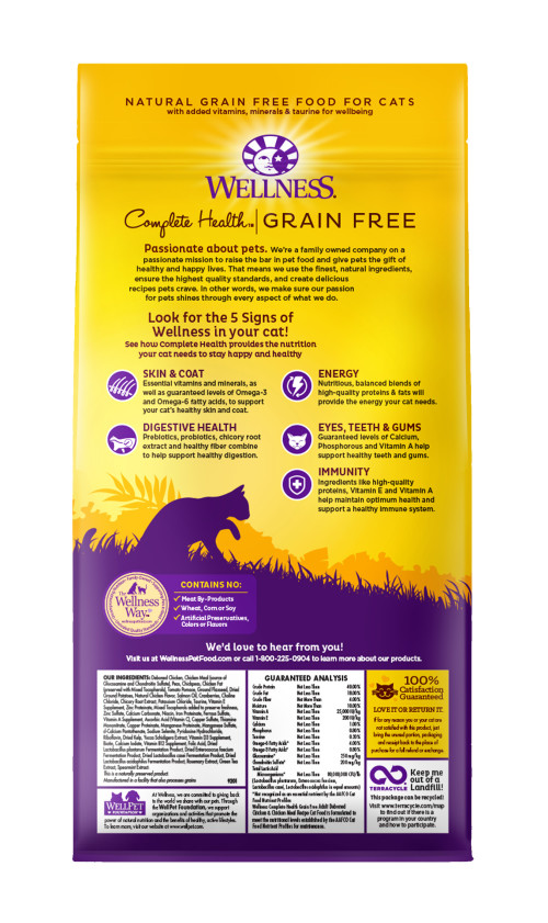 Wellness Complete Health Grain Free Deboned Chicken & Chicken Meal back packaging