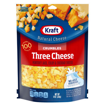 Kraft Three Cheese Cheese Crumbles, 8 oz Bag