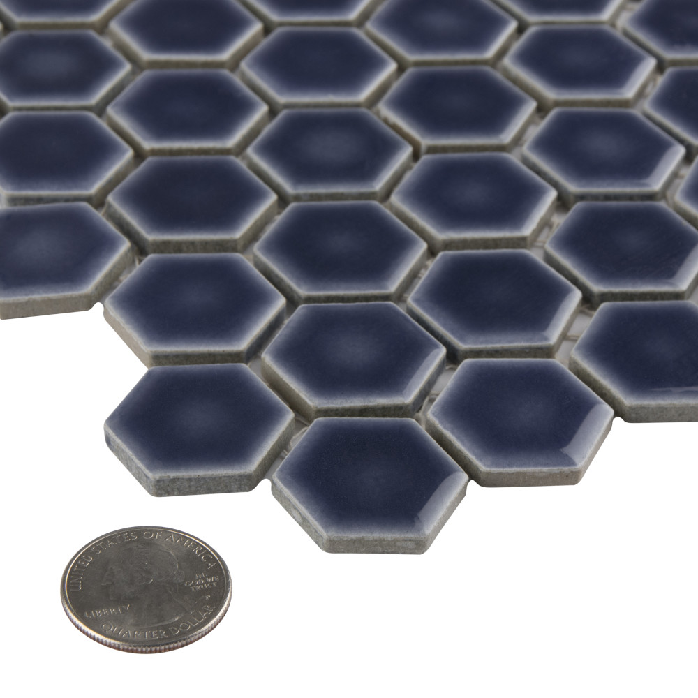 Hudson 1″ Hex Denim Blue 11-7/8 in. x 13-1/4 in. Porcelain Mosaic Tile