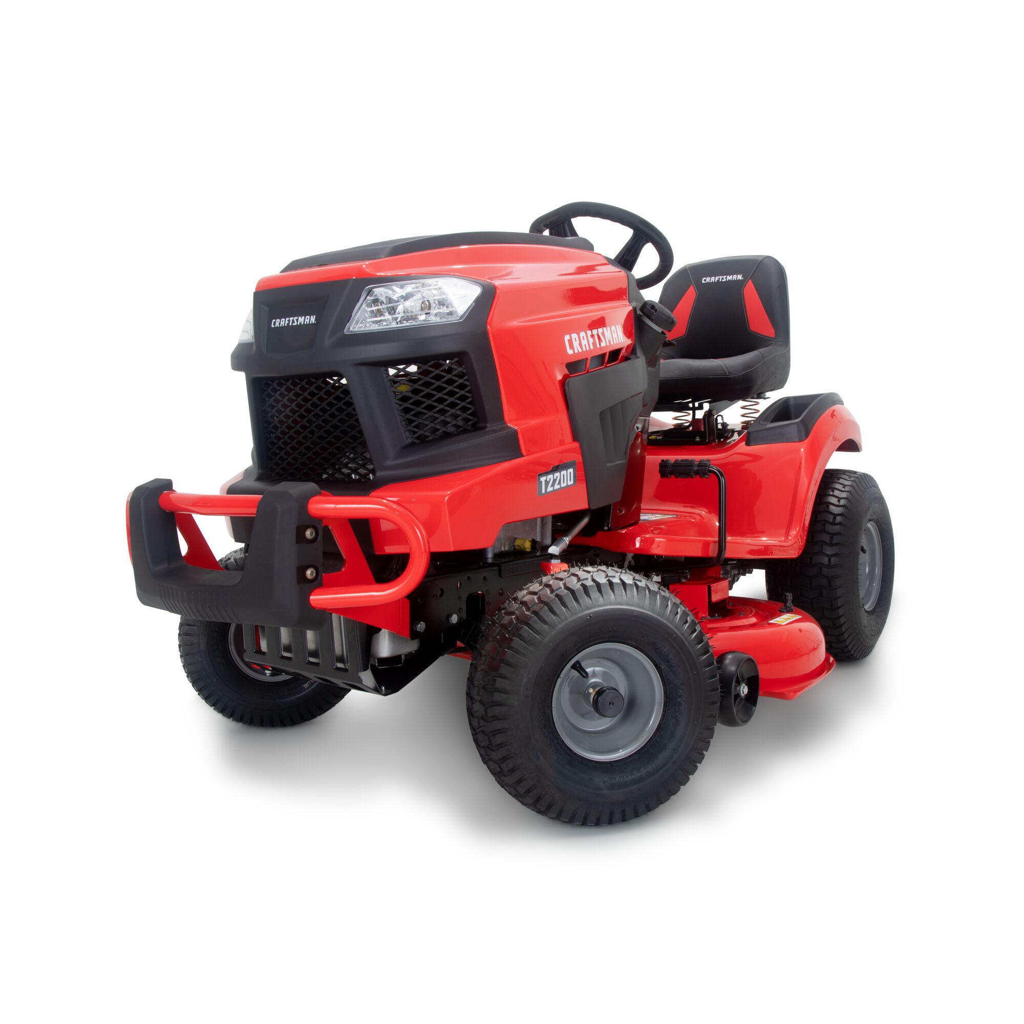 View of CRAFTSMAN Riding Mowers on white background