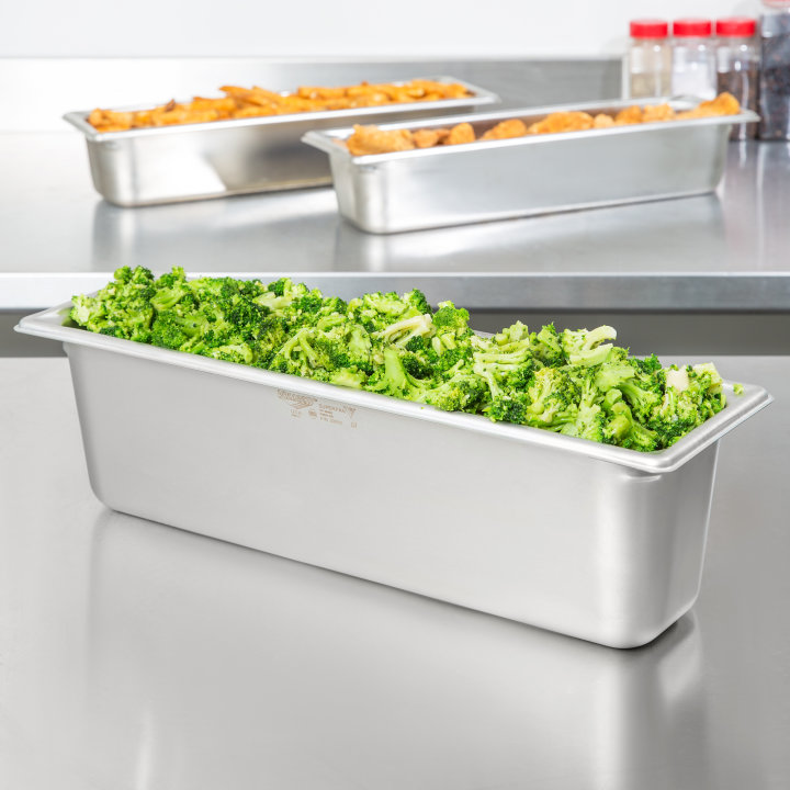 Half-long-size 6-inch-deep Super Pan V® stainless steel steam table pan