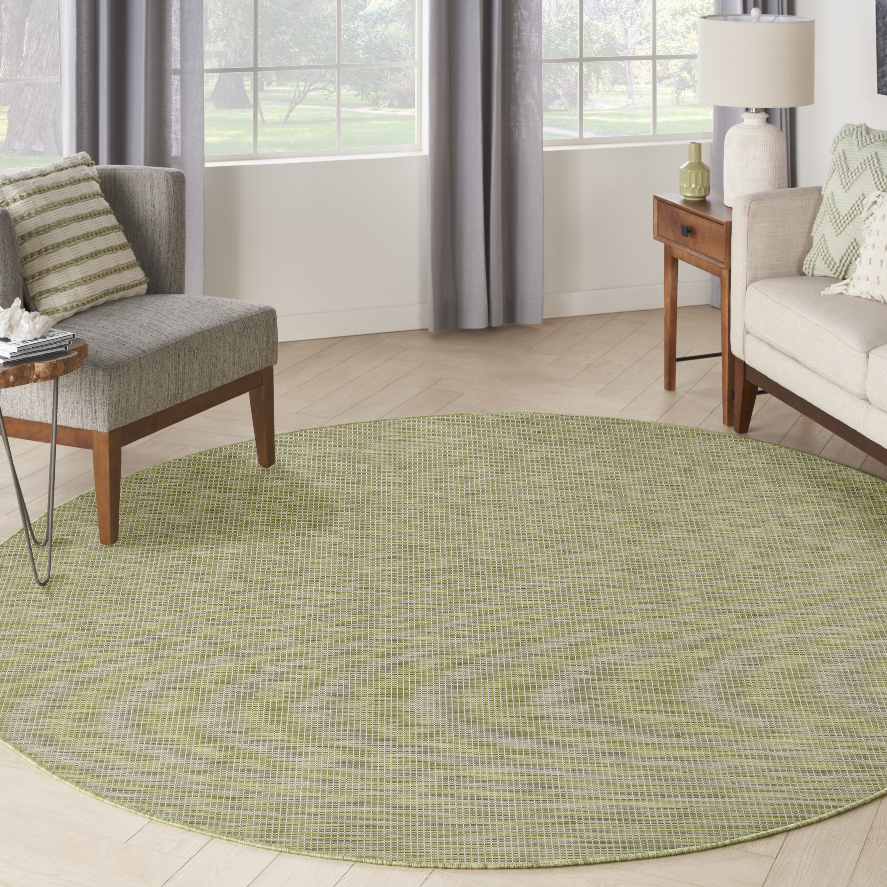 Nourison Positano 8' x Round Green Modern Rug
