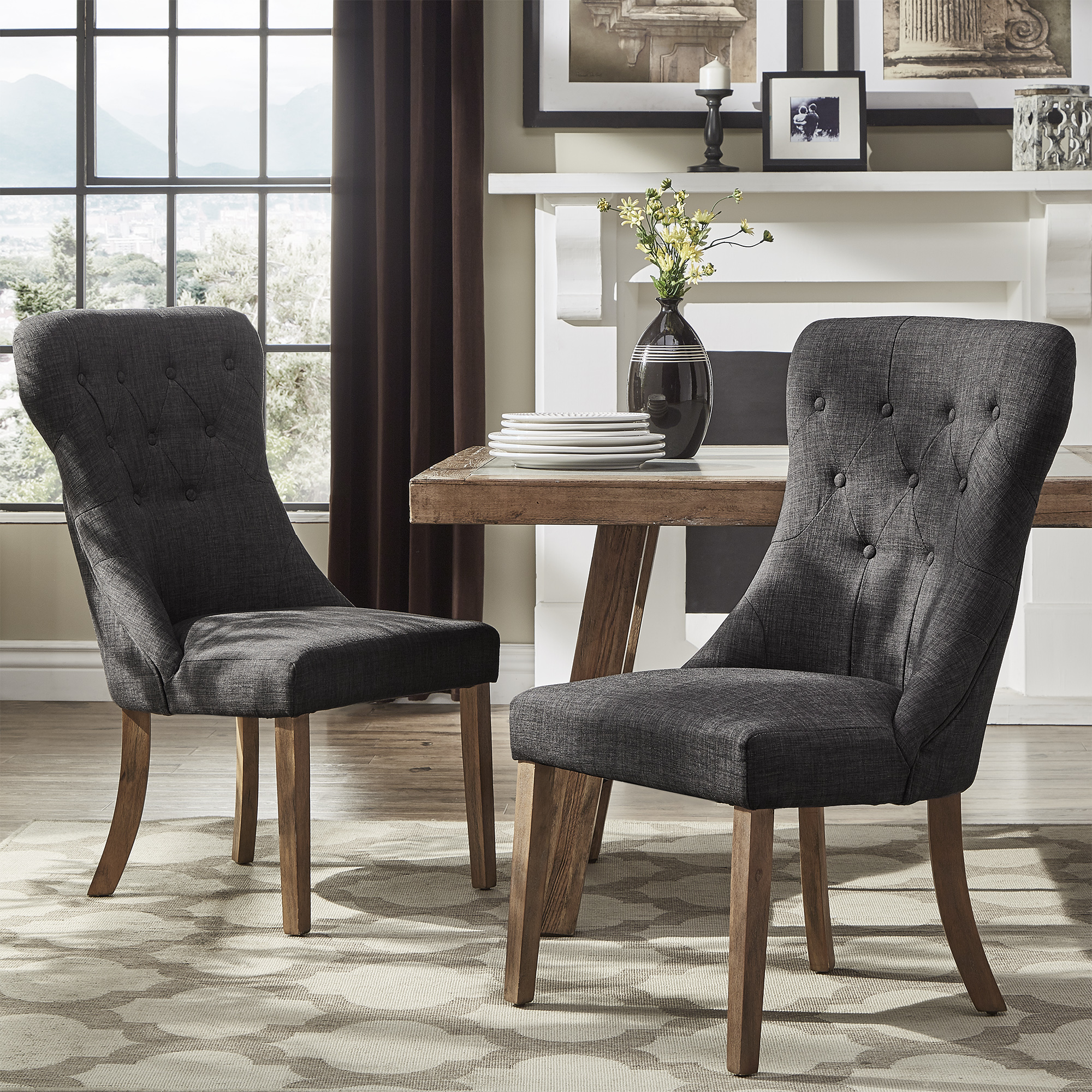Button Tufted Dining Chairs (Set of 2)
