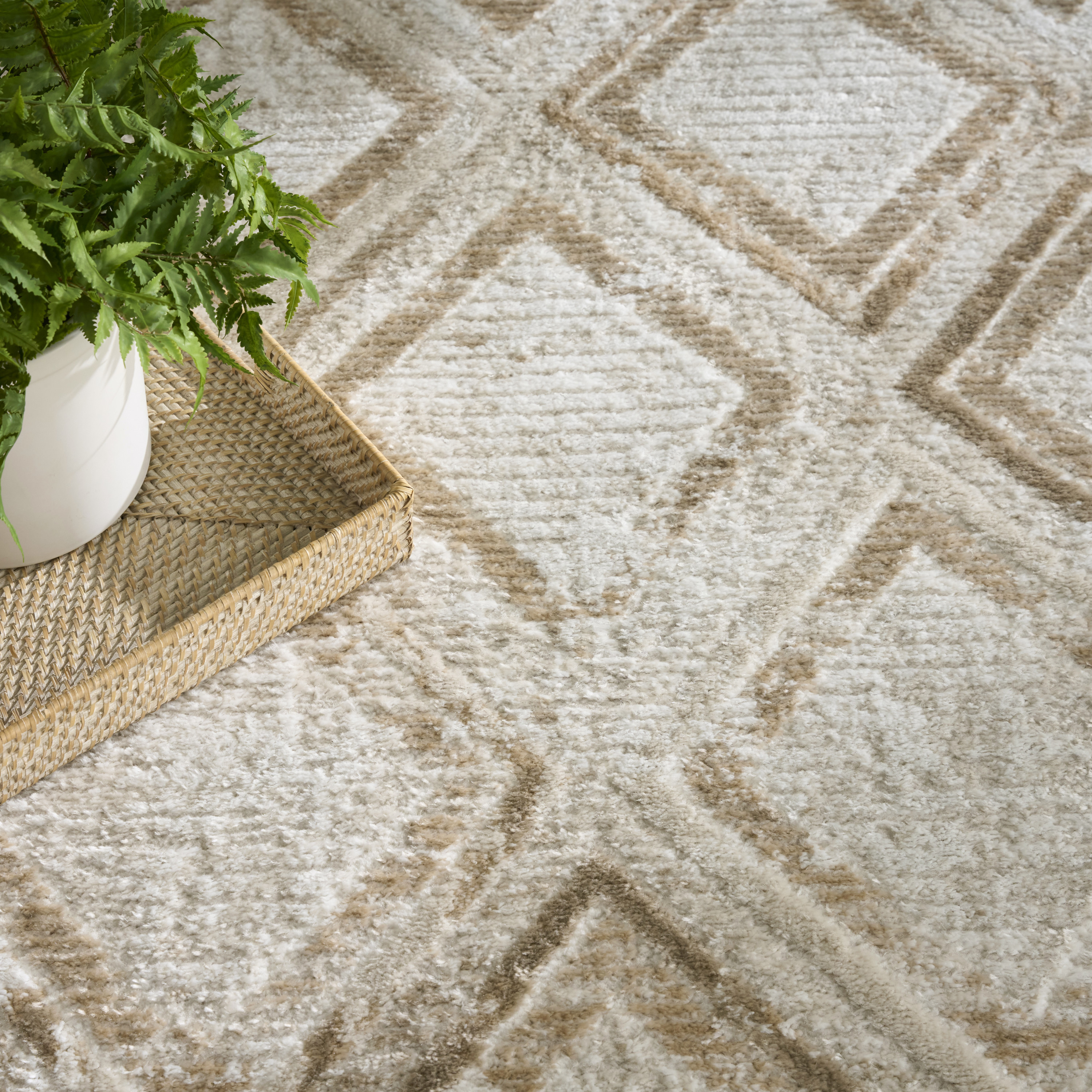Nourison Dekor 4' x 6' Ivory Taupe Modern Indoor Rug