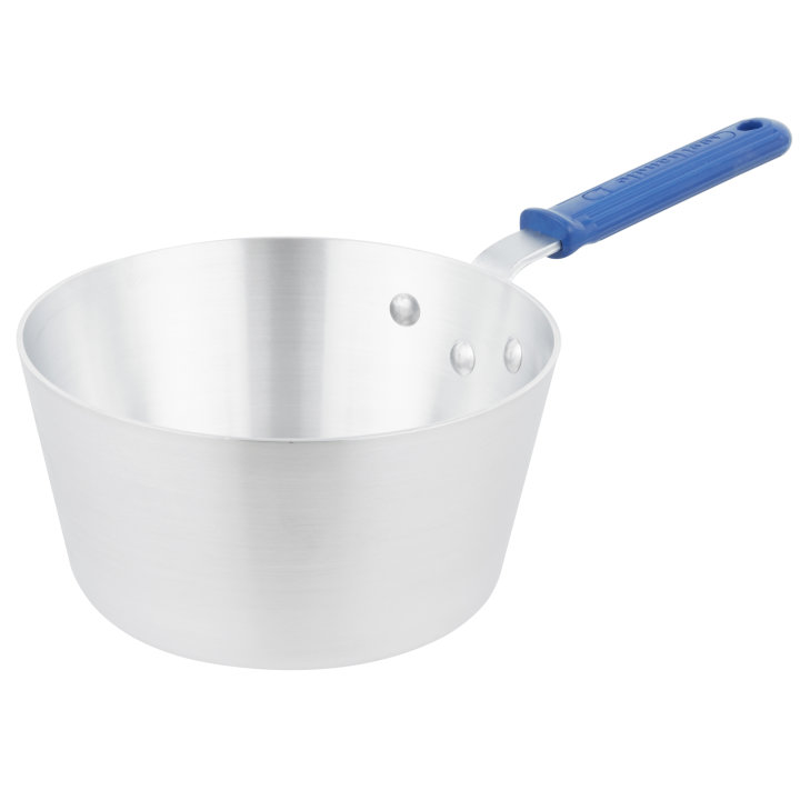 3 ¾-quart Wear-Ever® tapered saucepan in natural finish with Cool Handle® rubber grip sleeve