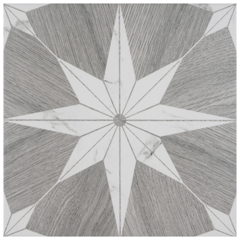 Llama Stella Loire Verso Silver Smoke 9-3/4 in. x 9-3/4 in. Porcelain Floor and Wall Tile