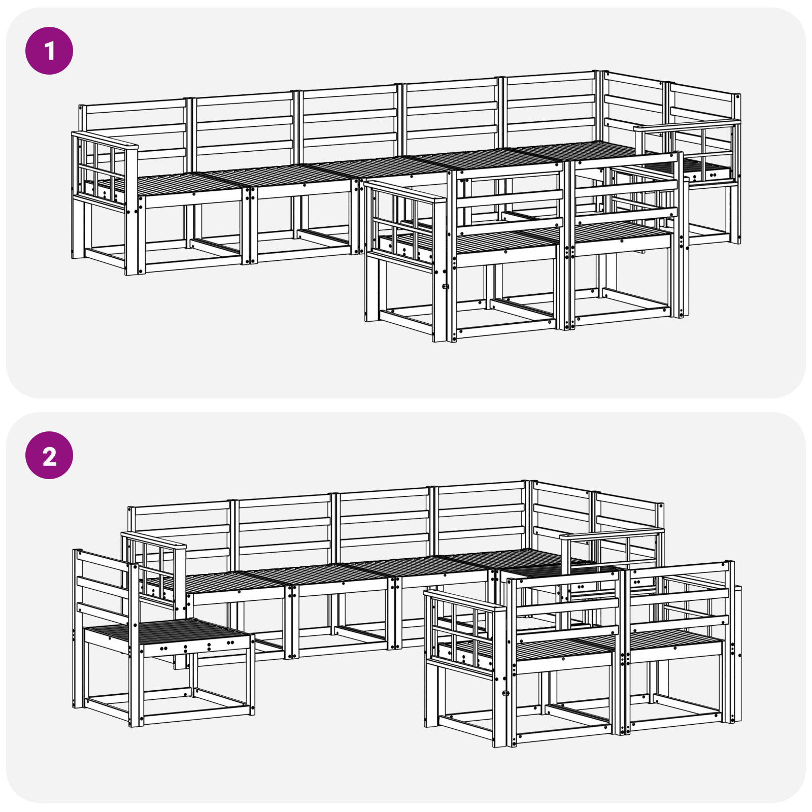 Buiten bankenset 8 pcs Wit Massief Acaciahout image 5