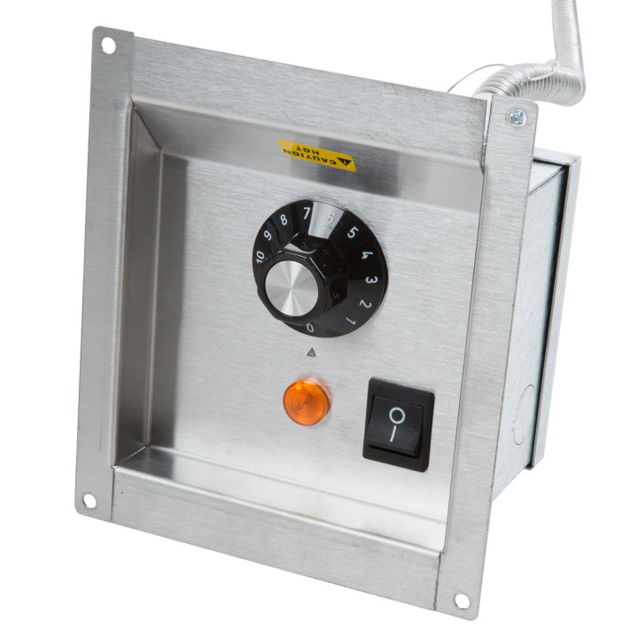 208- to 240-volt top-mount fabricator drop-in hot well with standard drain and thermostatic controls