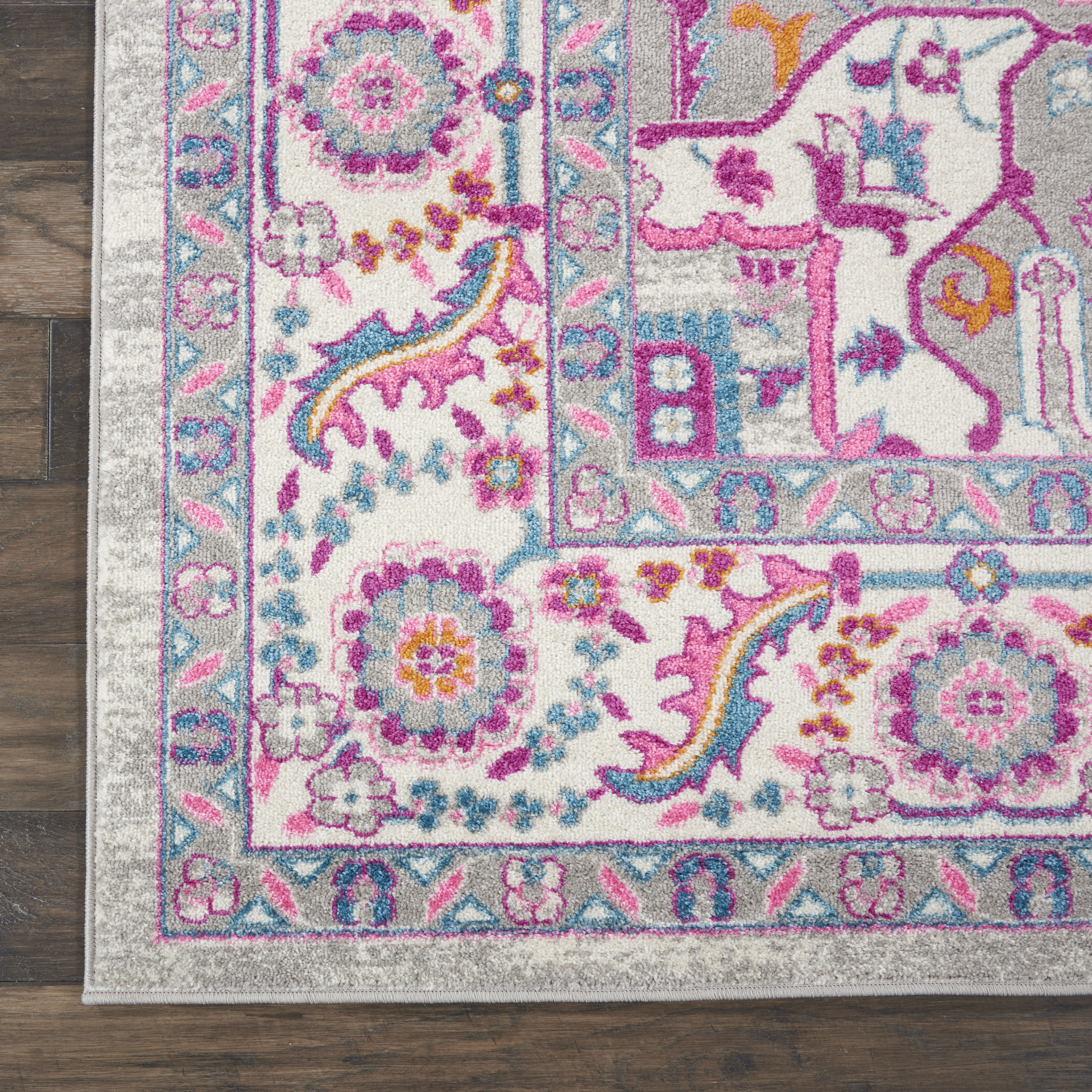 Nourison Passion 9' x 12' Light Grey Pink Bohemian Indoor Rug