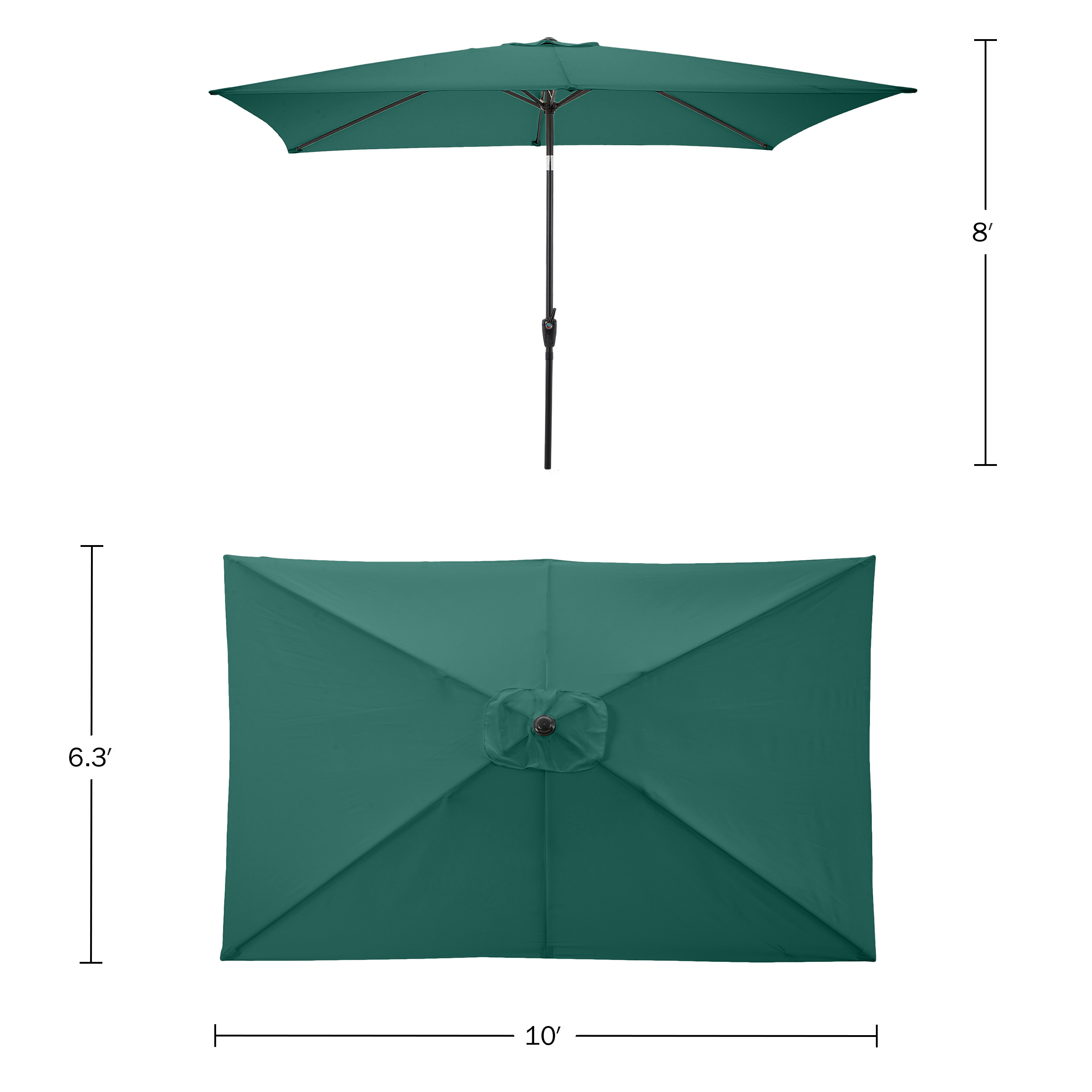 10Ft Rectangle Umbrella Easy Crank Sun Shade Push Button Tilt Pool Shade - Picture 11 of 21