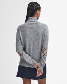 Pendle Roll-Neck Jumper Grey Marl-Hessian Tartan