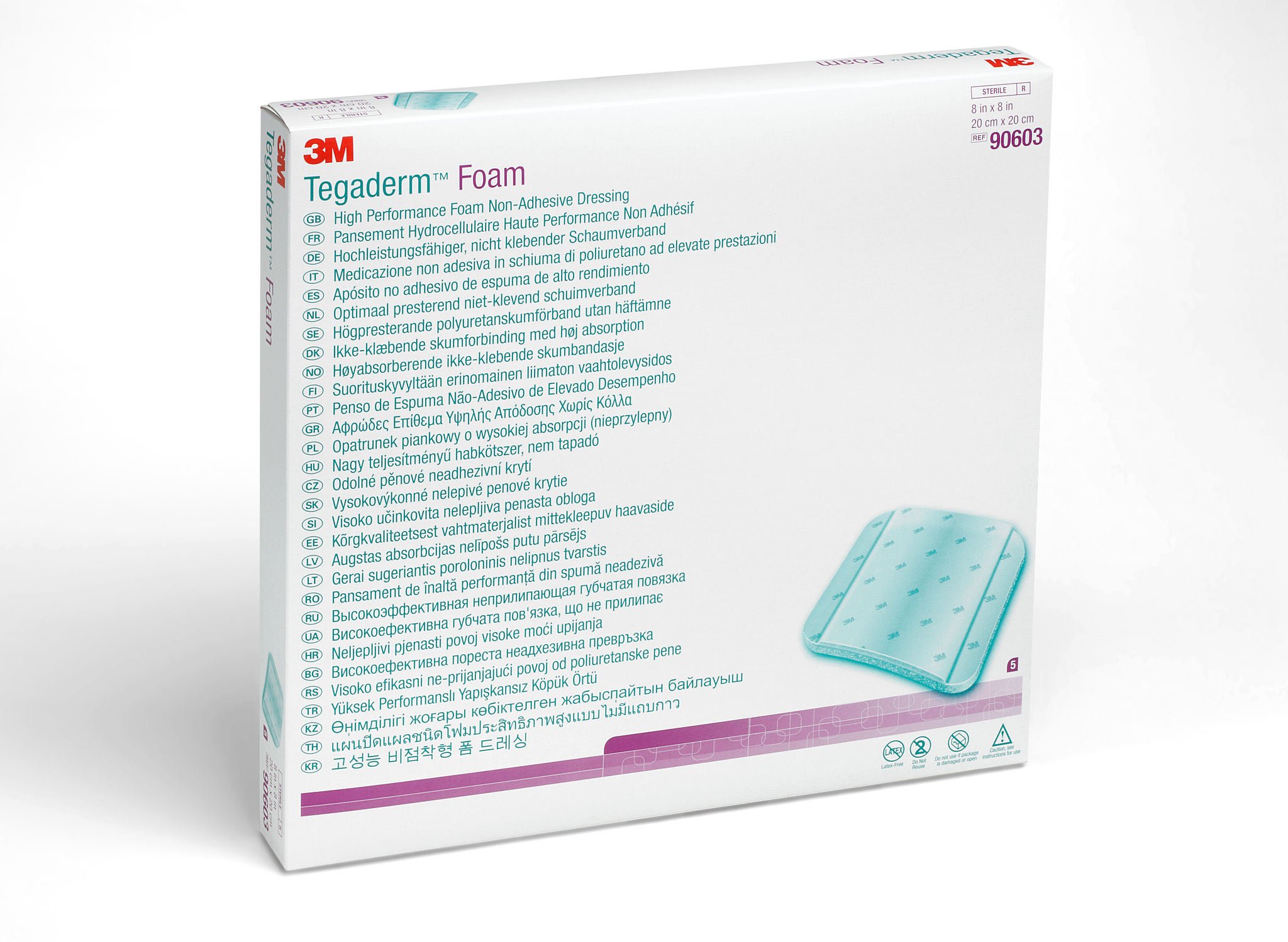 3M™ Tegaderm™ High Performance Nonadhesive w/o Border Foam Dressing, 8 x 8 Inch