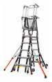 Compact Cage Enclosed Platform Ladder Fiberglass Model Adjustable 6-10 ft. Type IAA-375 lbs. Rated