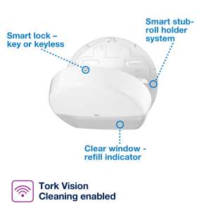 SCA555020A, Tork,  T2 Mini Jumbo Roll Tissue Dispenser, White