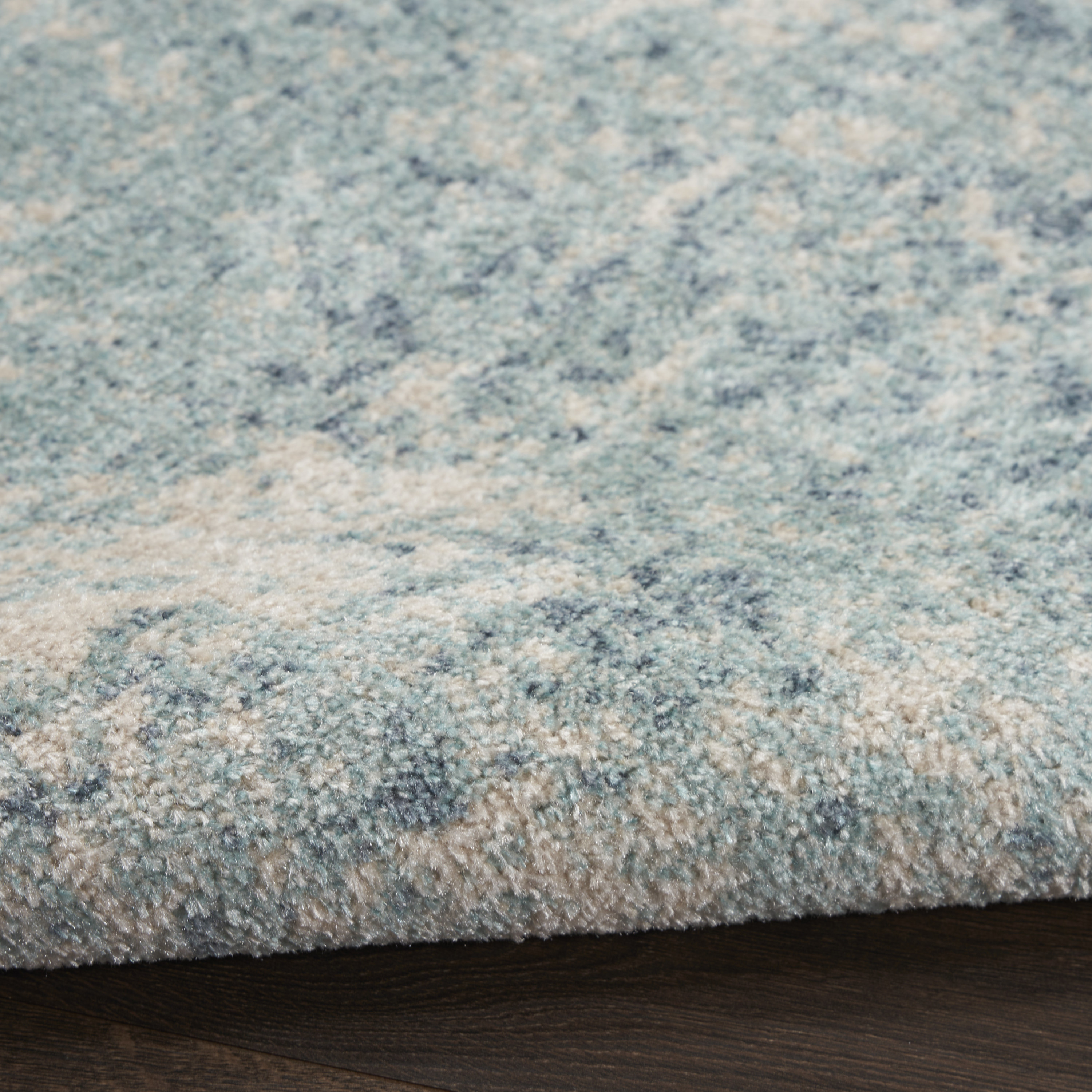 Nourison Astra Machine Washable 2'2" x 10' Blue Ivory Modern Indoor Rug