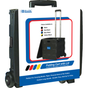 Folding Cart on Wheels w/Lid Cover, 16" x 18" x 15", Black/Gray