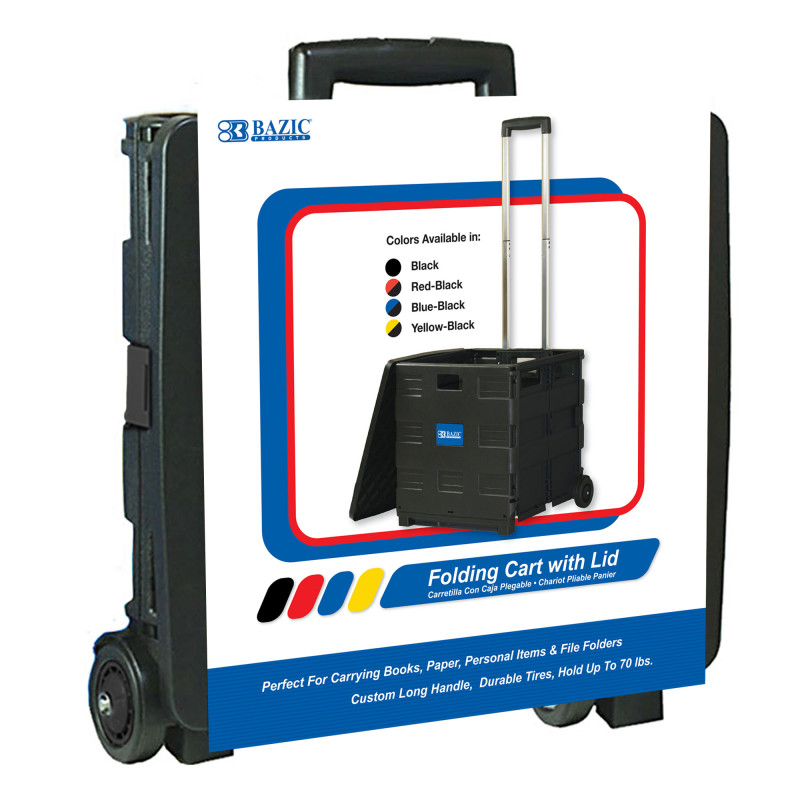 Folding+Cart+on+Wheels+w%2FLid+Cover%2C+16%22+x+18%22+x+15%22%2C+Black%2FGray