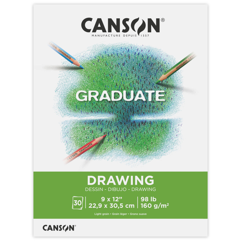 Graduate Drawing Pad, Foldover Binding, 30 Sheet, 9x12 inch, 1 Count