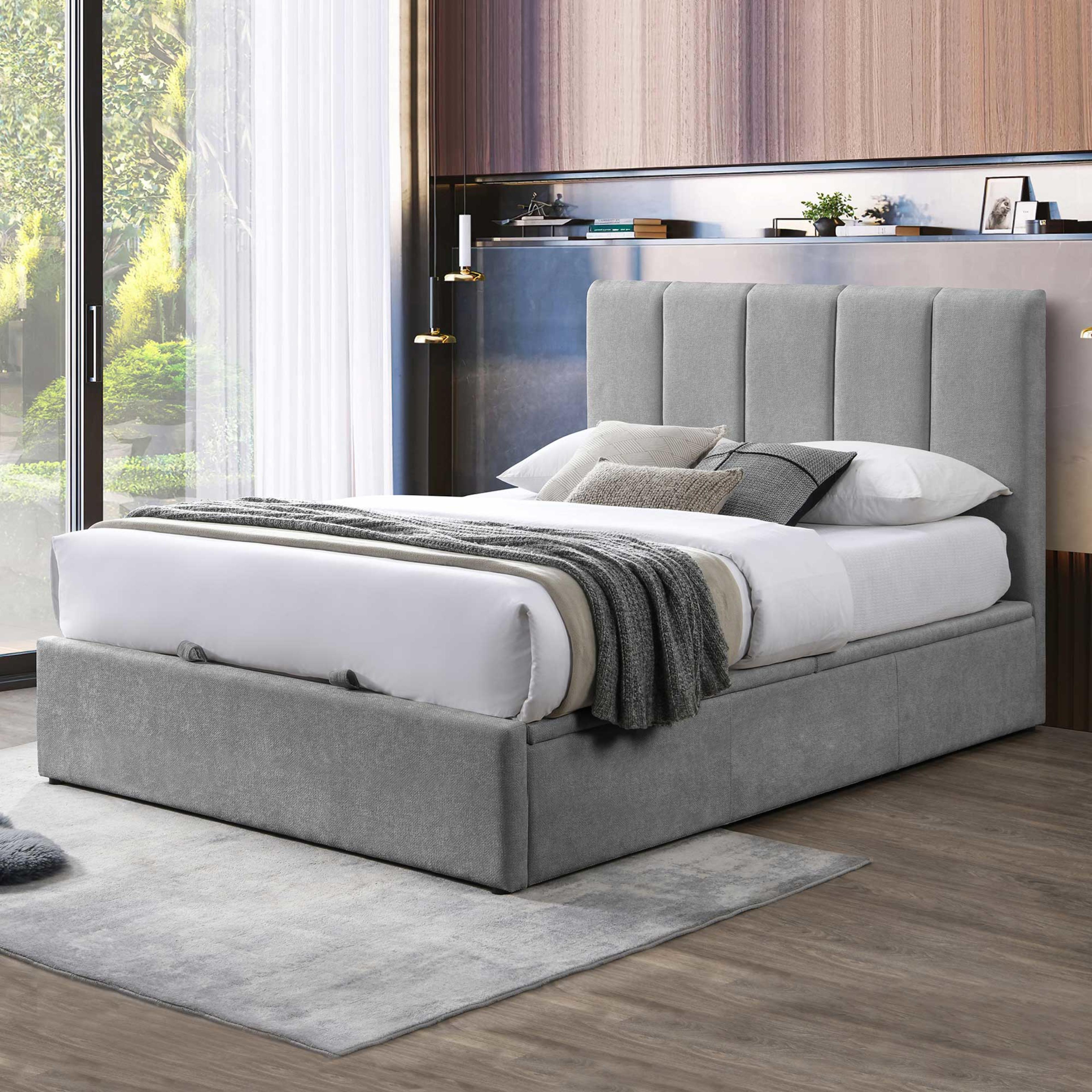 Lifestyle image of the  Harlow Bed Frame, Gas Lift Base, Dark Grey from Forty Winks