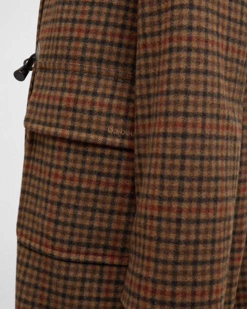 Melody Check Wool Duffle Coat Brown/Orange Check/Hessian Tartan